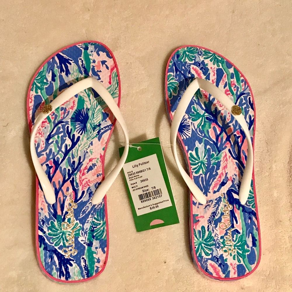 Lilly Pulitzer pool flip flop jet stream size 7/8